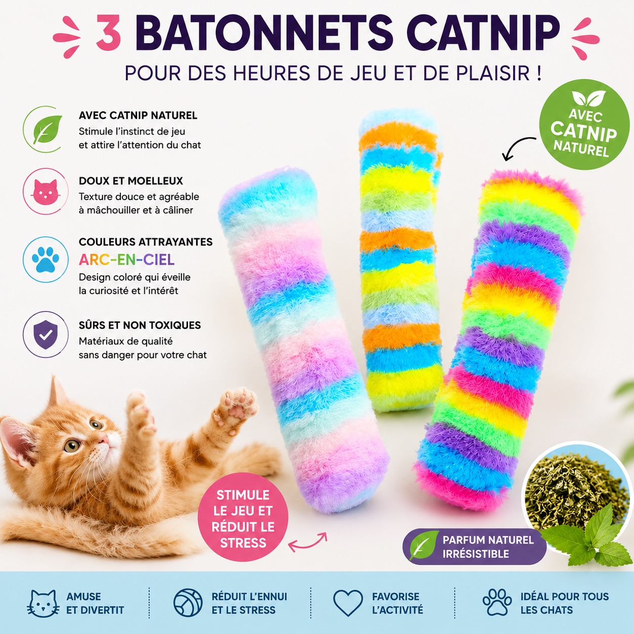 Rainbow Catnip Stick